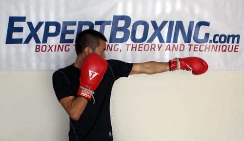 Man doing boxing moves exercise. Jab Cross Hook and Uppercut