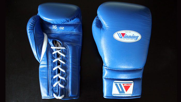 any logo any Name New Custom professional Blue leather Winning boxing gloves 