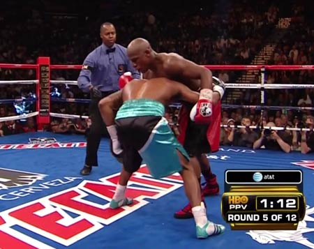 Mayweather crushing Mosley